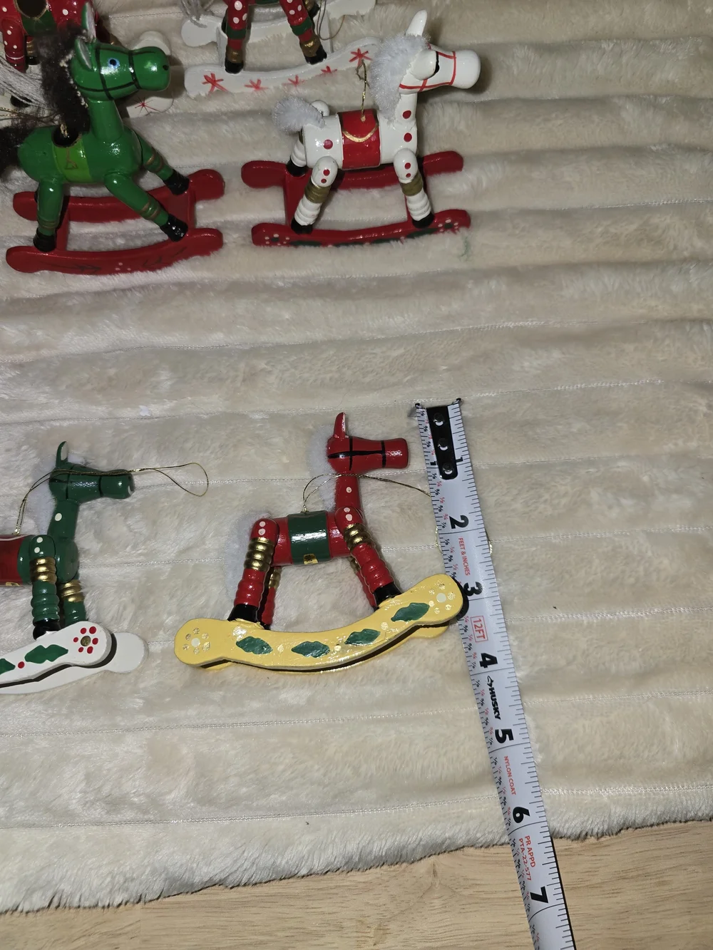12 Vintage wooden Rocking Horse Christmas Ornaments